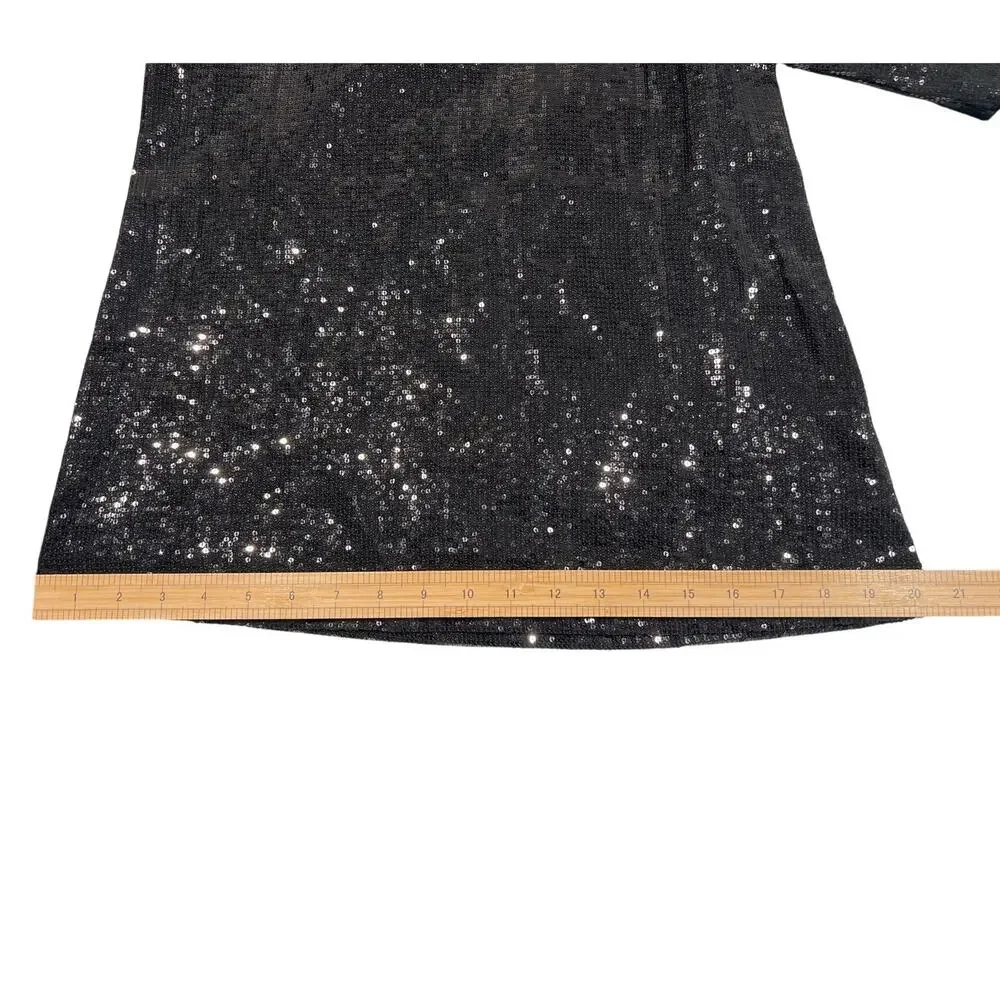 Tory Burch Sequined 100% SILK Black Top Women Size 6 GLAM Sexy Designer Holiday